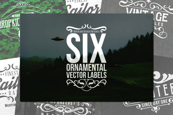 6 Ornamental Vector Labels
