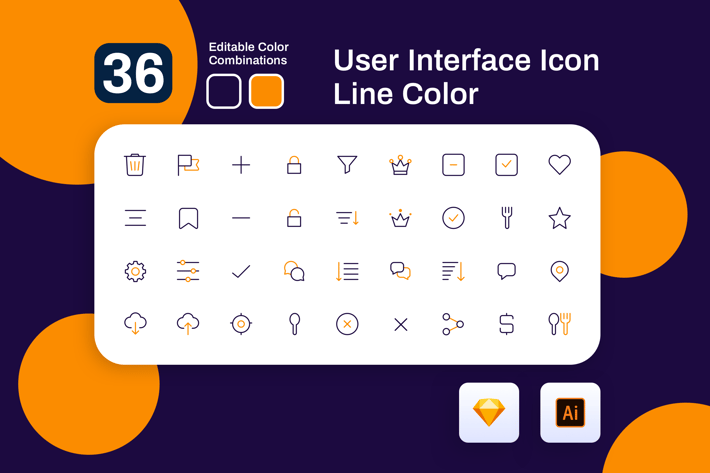 User Interface Icon Line Color 