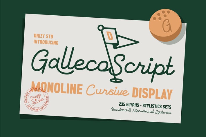 Galleco Script – Monoline Cursive Display Font