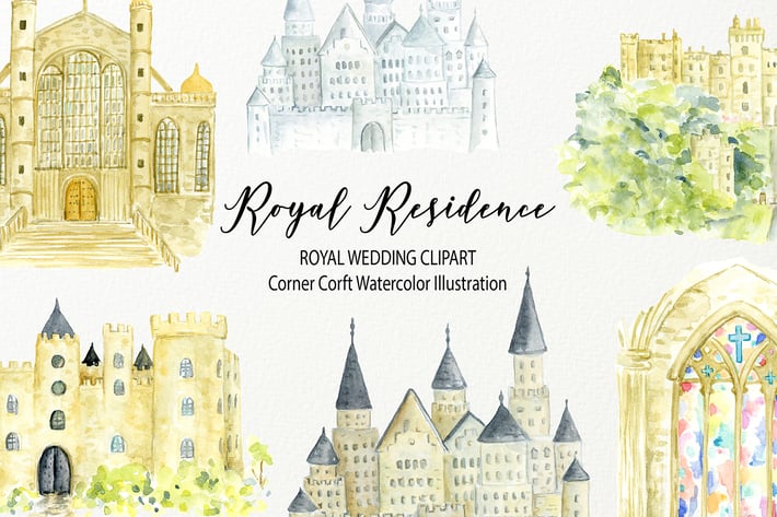 Watercolor Royal Residence Illustration 