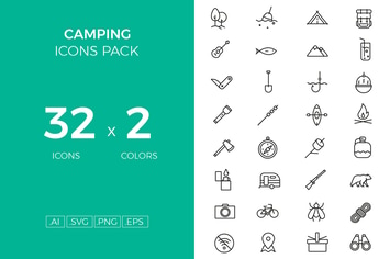 Camping icons pack