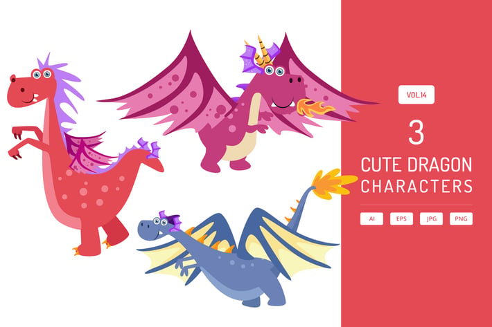 Cute Dragon Characters Vol.14