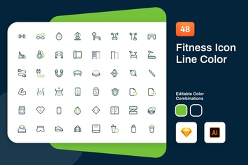 Fitness Icon Line Color 