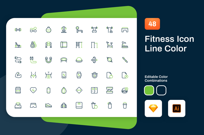 Fitness Icon Line Color 