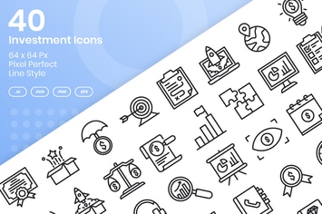 40 Investment Icons Set - Line