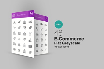 48 Ecommerce Greyscale Icons