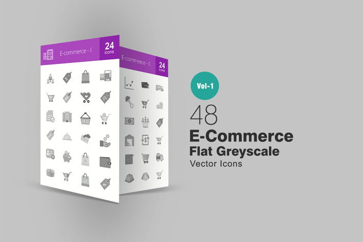 48 Ecommerce Greyscale Icons