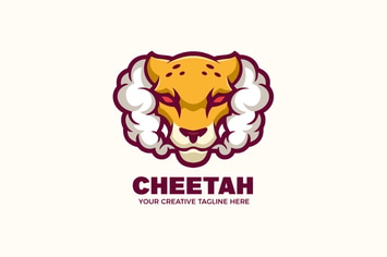 Smoking Cheetah Mascot Character Logo Template