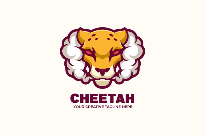 Smoking Cheetah Mascot Character Logo Template