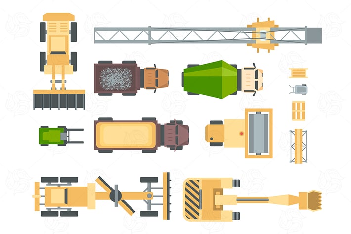 Construction machines - set of vector elements