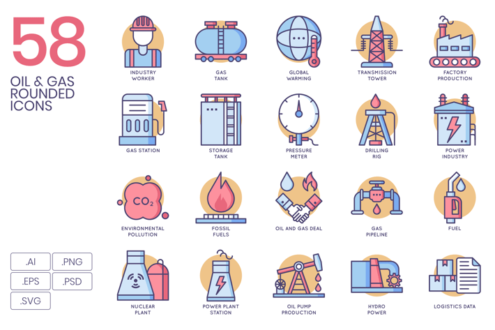 58 Oil & Gas Icons