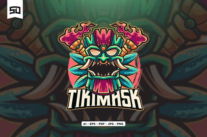 Tiki Mask Mascot Logo Design