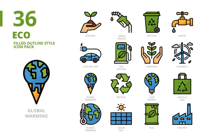 Ecology Filled Outline Style Icon Set