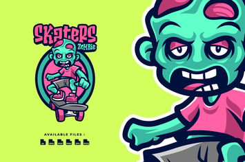 Skaters Zombie Cartoon Mascot Business Logo