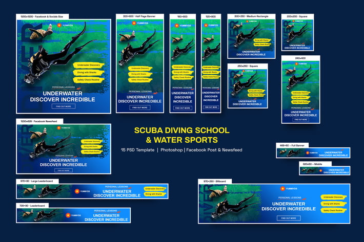 Scuba Diving School Banners Ad