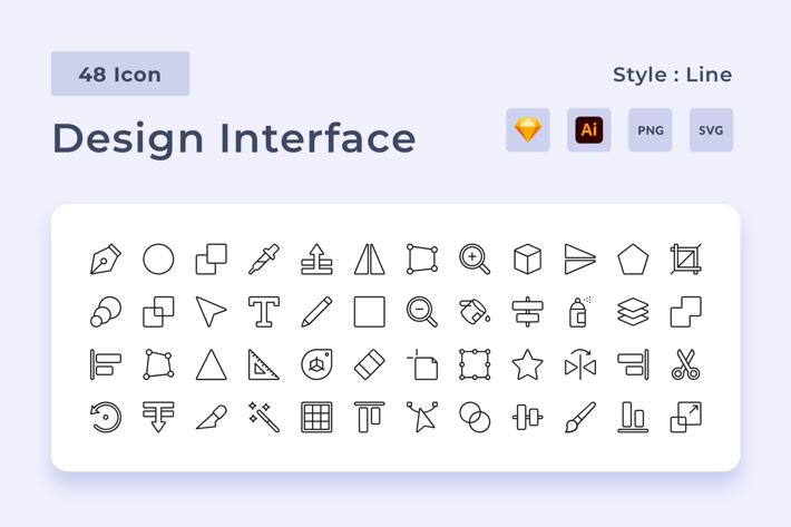 Design Interface Line Style Icon Pack