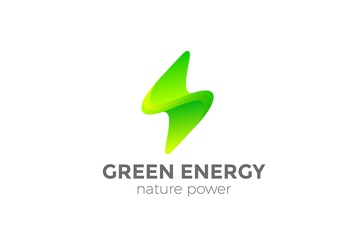 Logo Green Energy Flash Lighting Bolt 3D style