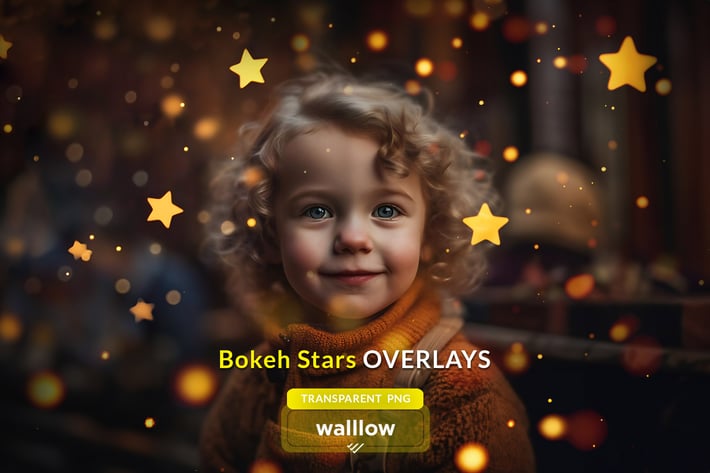 Gold Bokeh Star Transparent PNG Photo overlays