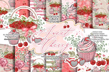 Sweet Cherry digital paper pack