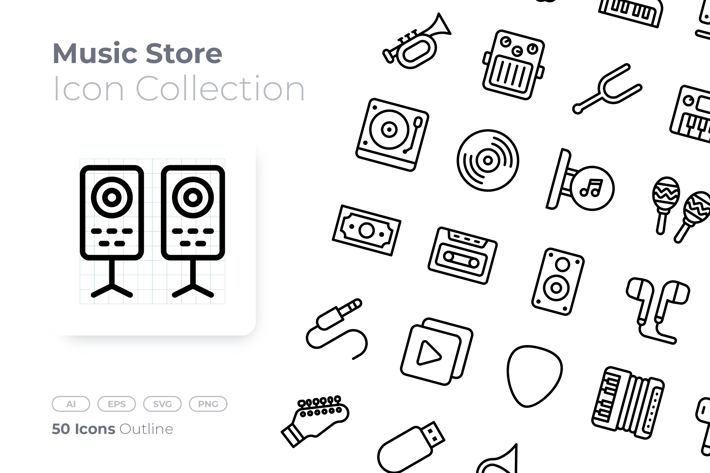 Music Store Outline Icon