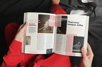 Woman In Red With Softcover Book Mockup