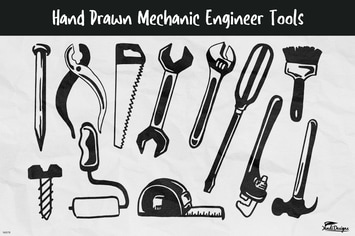 Hand Drawn Mechanic Engineer Tools