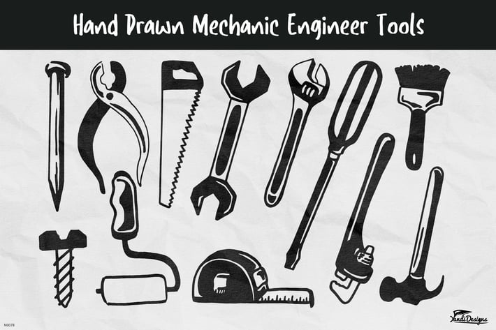 Hand Drawn Mechanic Engineer Tools