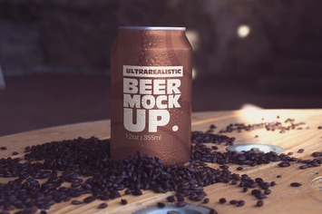 Front Black Malt Beer Can Mockup