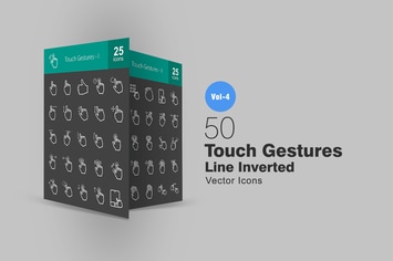 50 Touch Gestures Line Inverted Icons
