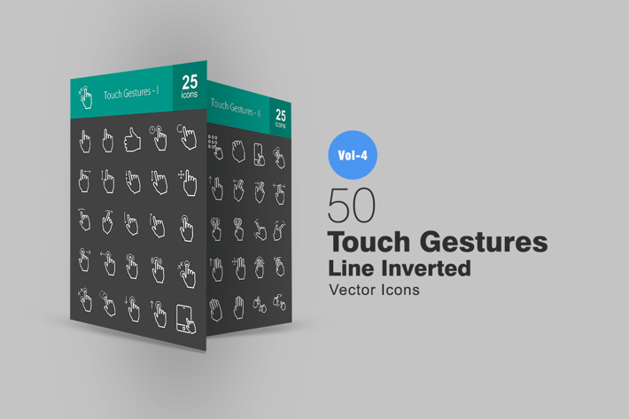 50 Touch Gestures Line Inverted Icons