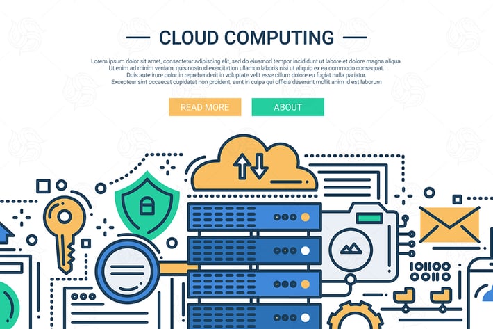 Cloud Computing - line design illustration