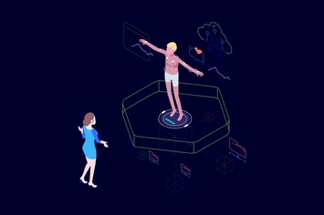 AR Blockchain Health Check Isometric Illustration