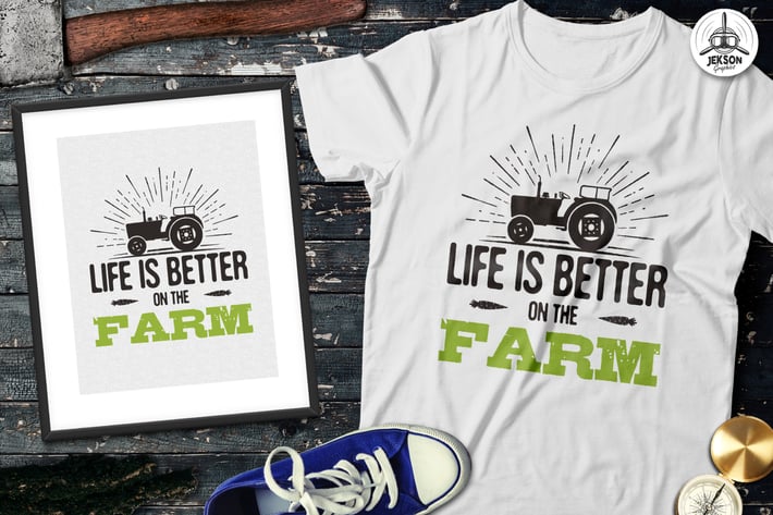 Organic Farm Logo & Eco Food Retro Badge / Emblem