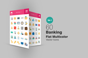 60 Banking Flat Multicolor Icons