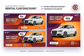 Rental Car Service Social Media Banner Template