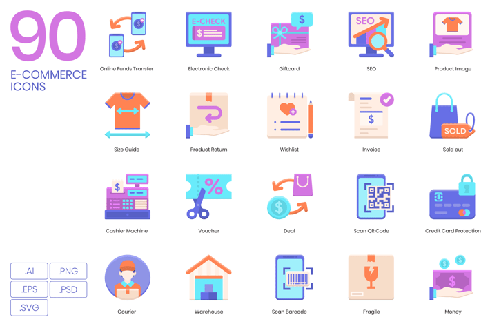 90 E-Commerce Icons