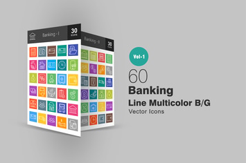 60 Banking Line Multicolor Icons