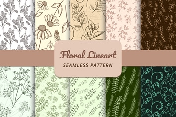 Floral Lineart Seamless Pattern