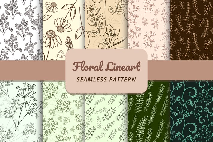 Floral Lineart Seamless Pattern
