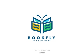 Book and Butterfly Line Art Style Logo Template