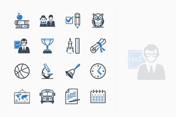 Education Icons Set 3 - Blue Series