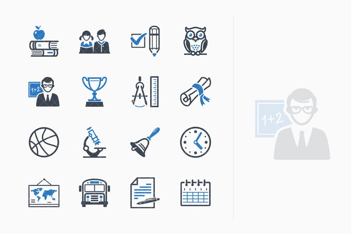 Education Icons Set 3 - Blue Series