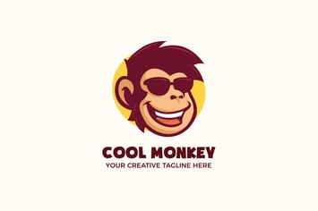 Cool Monkey Wear Glasses Mascot Character Logo