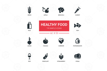 Healthy food - line design icons set