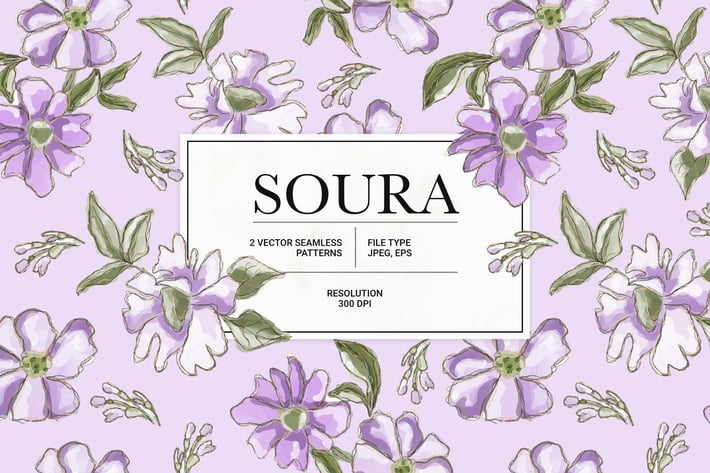 Soura – Watercolor Flower Vector Seamless Pattern