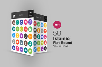 50 Islamic Glyph Multicolor BG Icons