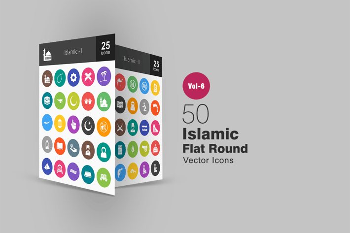 50 Islamic Glyph Multicolor BG Icons