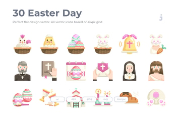 30 Easter Icons - Flat