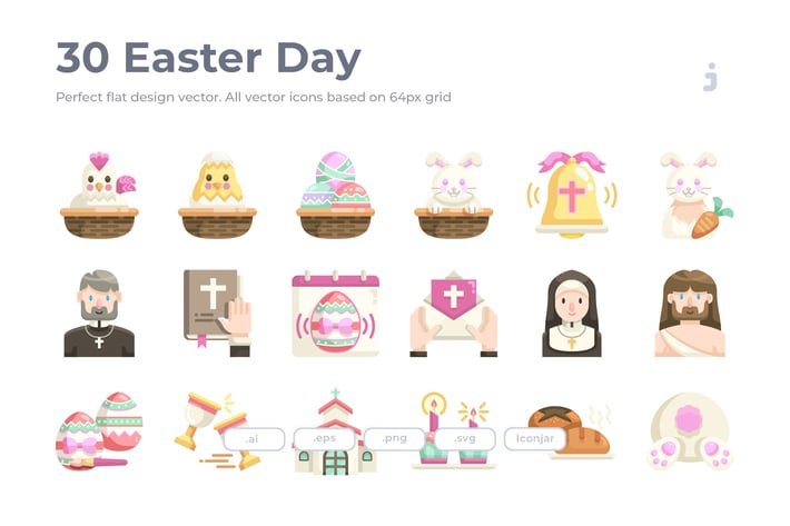 30 Easter Icons - Flat