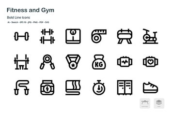 Fitness and Gym Mini Bold Line Vector Icons